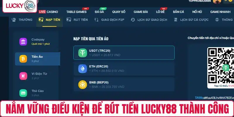 Nắm vững điều kiện để rút tiền LUCKY88 thành công